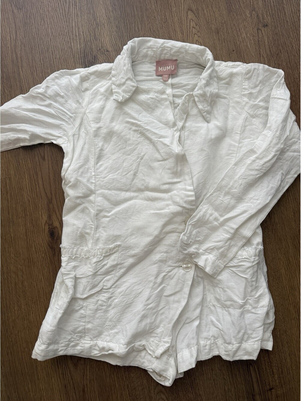Show Me Your Mumu Escape Blazer Romper XS White Linen Bridal Bride